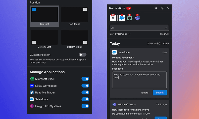 OpenFin Notifications Center